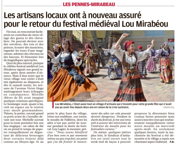 La Provence : Artisants locaux rassurés Lou Mirabeou 2022